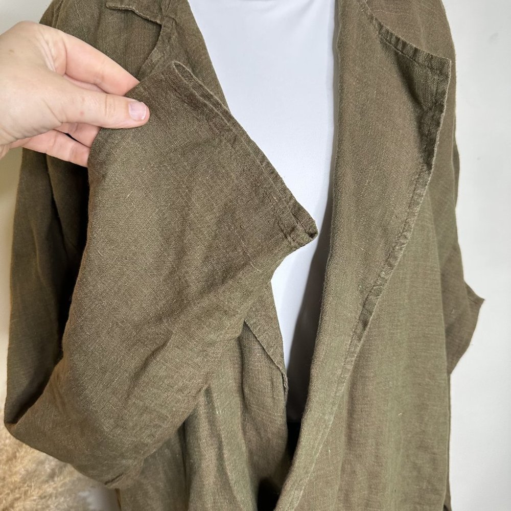 Flax Green Oversized Linen Blazer Large - Picture 4 of 6